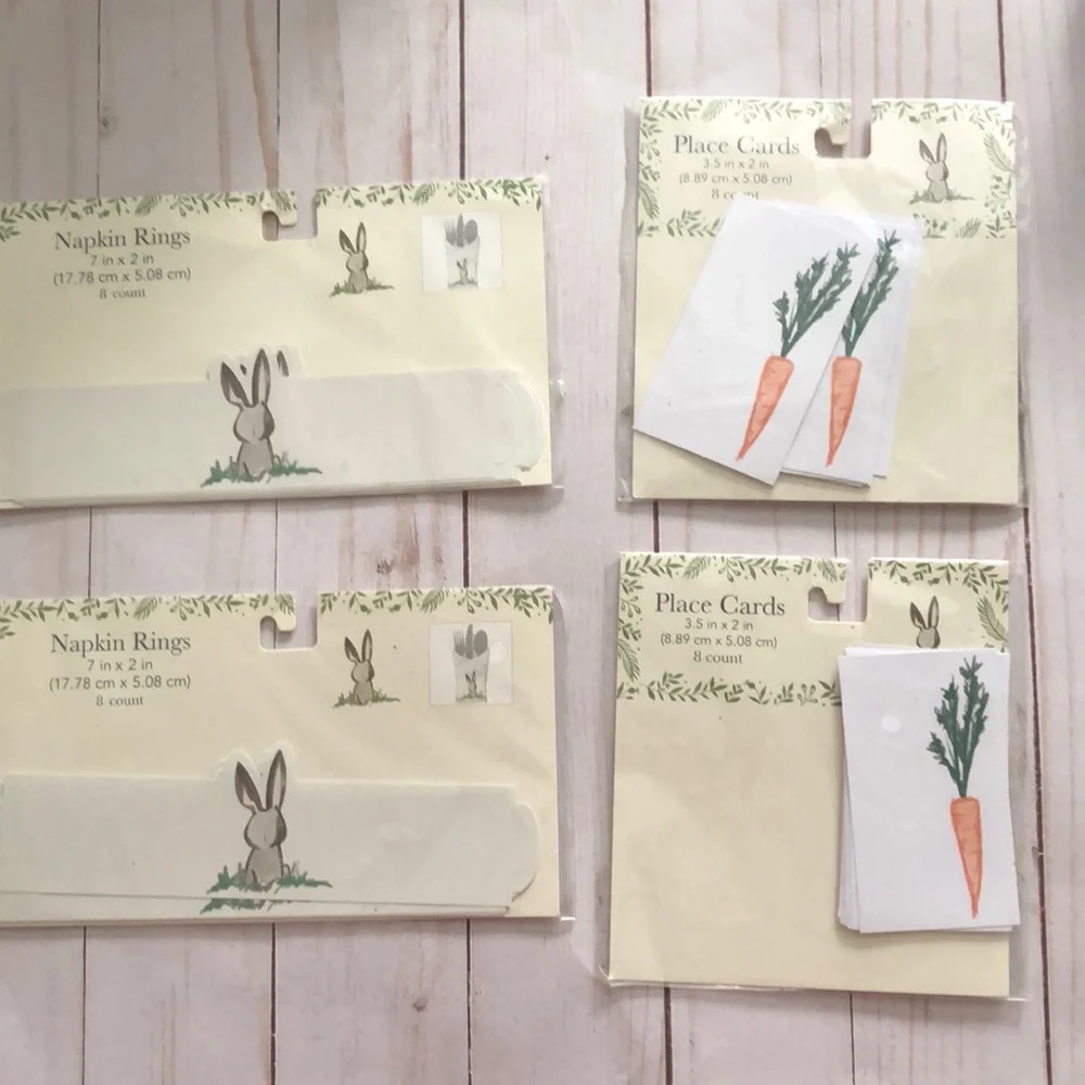 Target Easter Bunny paper napkin rings & carrot place cards watercolor new
